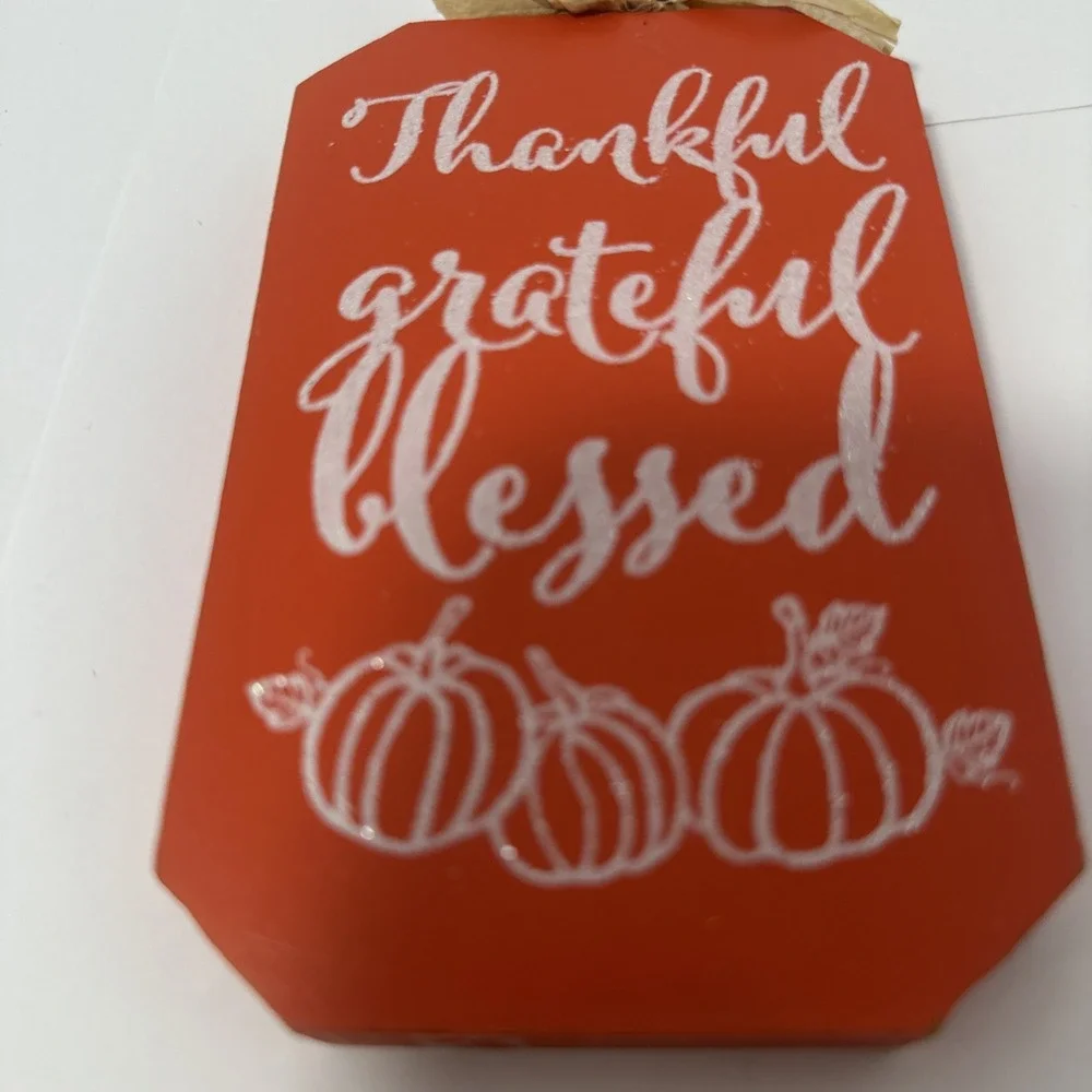 Fantastic Fall Miniature Autumn Wooden Decor Sign - ''Thankful Grateful Blessed'